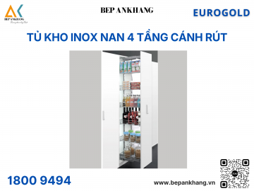 Tủ kho inox nan 4 tầng cánh rút EG90440S (EKR11440) – Eurogold